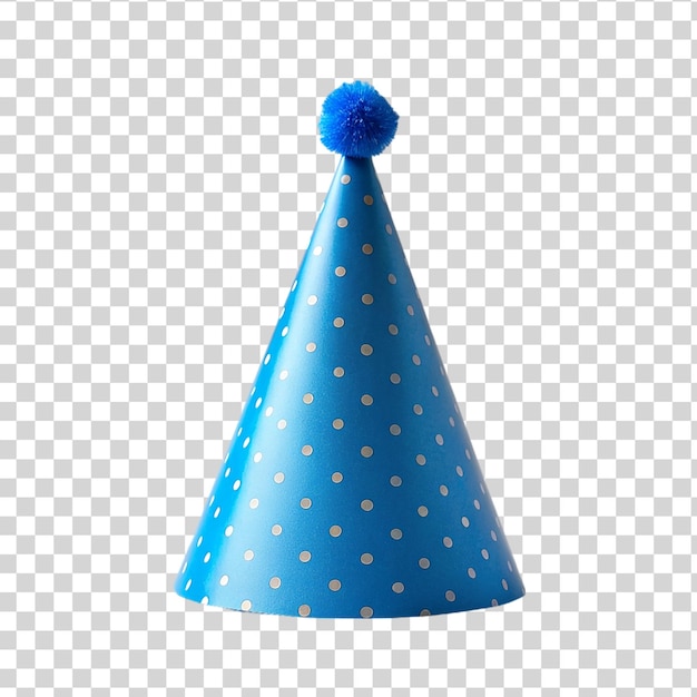 PSD blue polka dot party hat isolated on transparent background