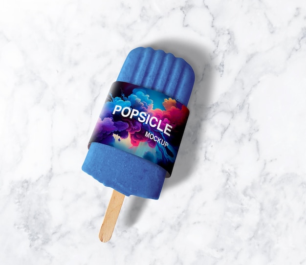 A blue pop ice cream with the words pop on it