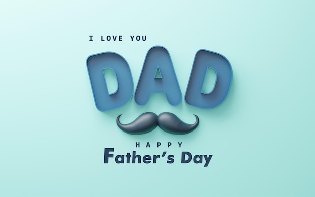 「愛しています、幸せな父の日」と書かれた青いポスター。