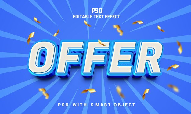 A blue poster that says offer with a few confetti.