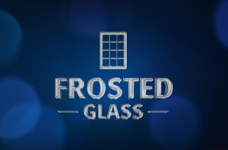 PSD a blue poster with a window that says frost glass
