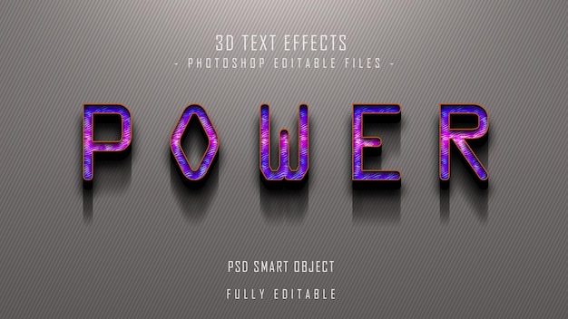 Blue power 3d-teksteffect ontwerpsjabloon