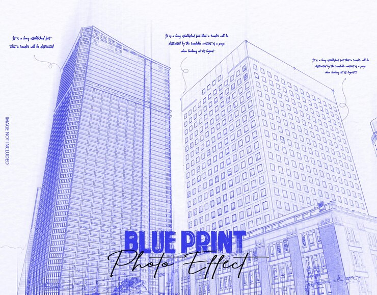 PSD blue print photo effect
