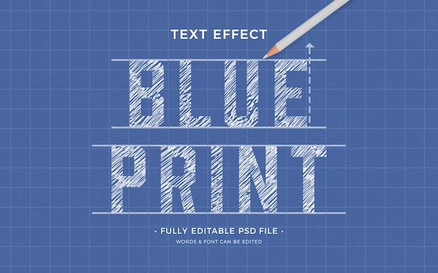 PSD blue print text design