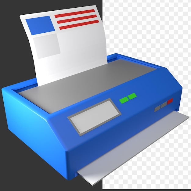 A blue printer with the american flag on the top.