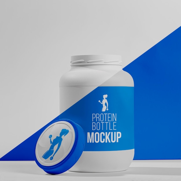 Blue protein powder gym mock-up concept