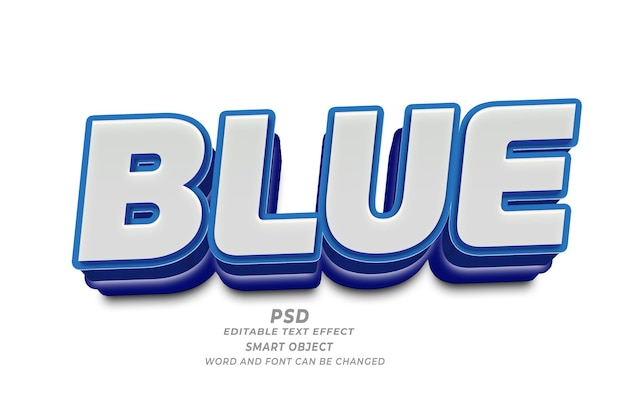 파란색 PSD 3d 편집 가능한 텍스트 효과