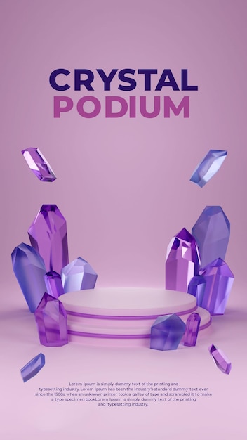 Potrait del podio 3d di cristallo viola blu