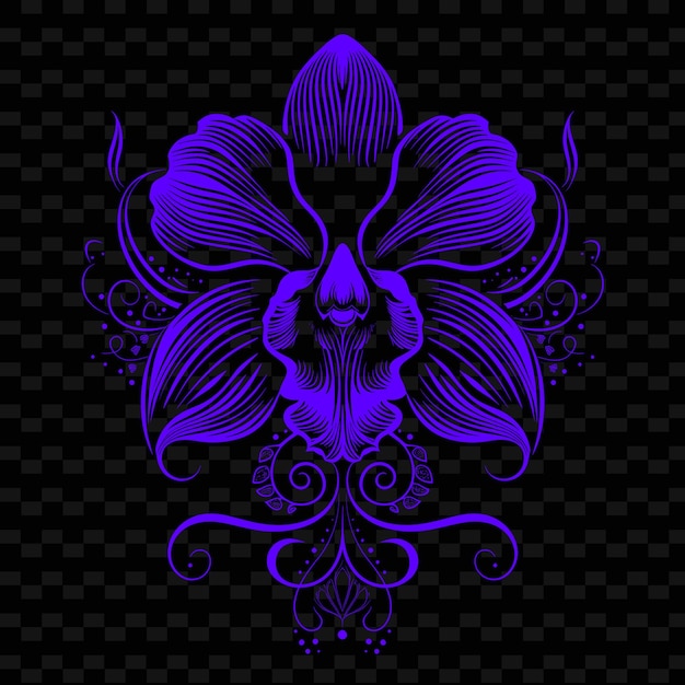 PSD a blue and purple design of a flower on a black background