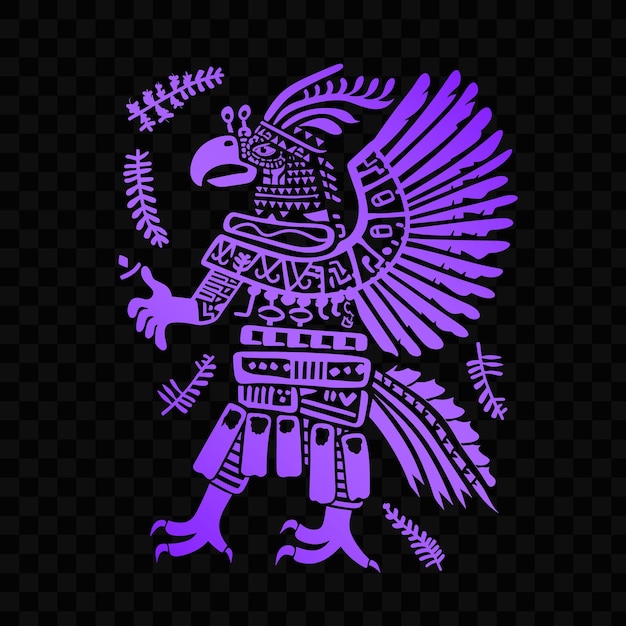 A blue and purple eagle with a blue and purple design