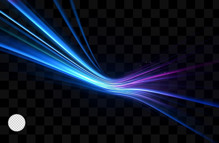 PSD blue and purple light streaks on a transparent background