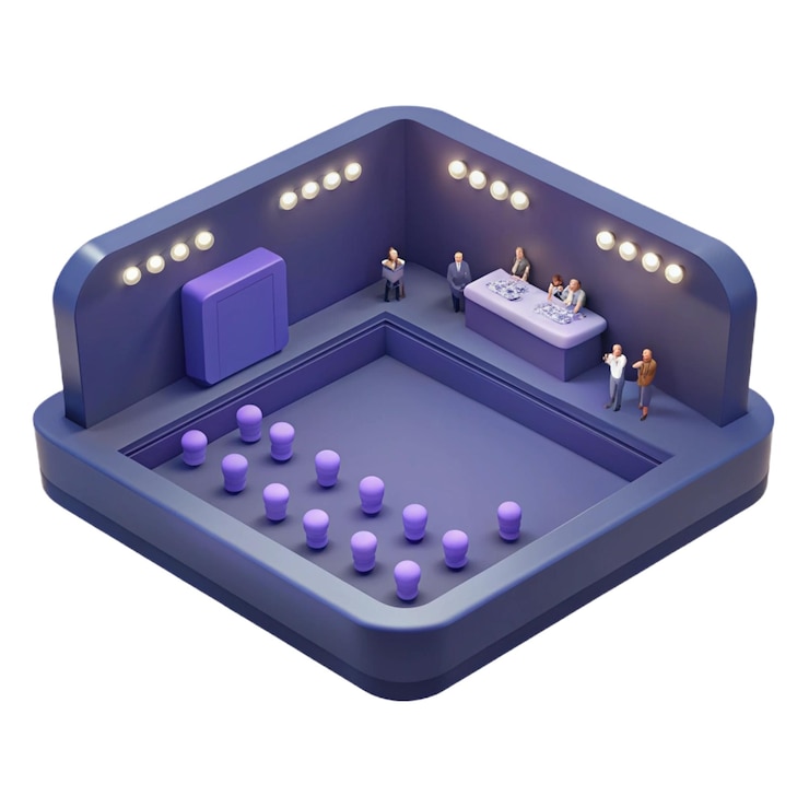 PSD a blue and purple room with a table with a purple box on it