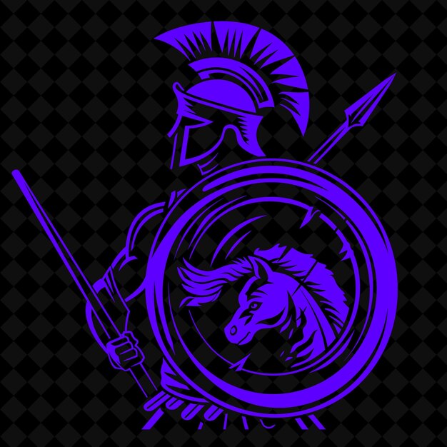 PSD a blue and purple shield with a horse on the back