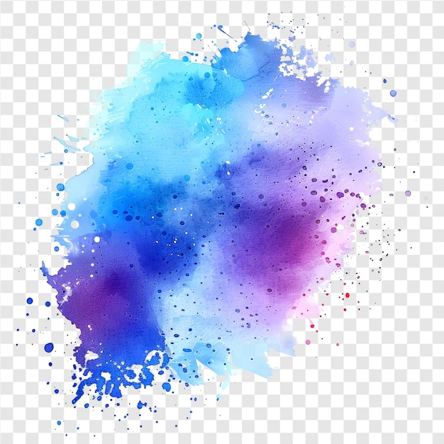 PSD blue and purple watercolor stain texture on transparent background