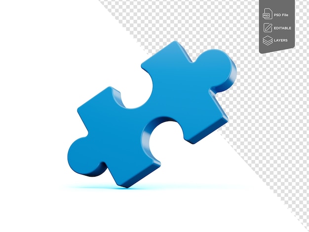 PSD icona blu del puzzle su sfondo isolato illustrazione 3d