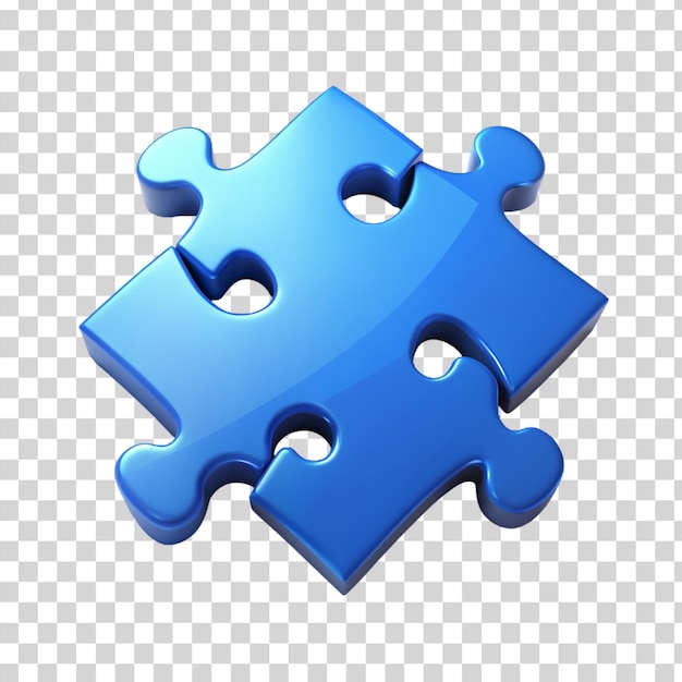 PSD blue puzzle with a piece of puzzle isolated on transparent background