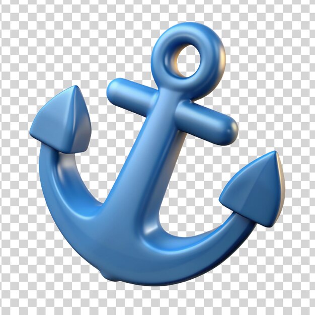 PSD blue realistic anchor isolated on transparent background