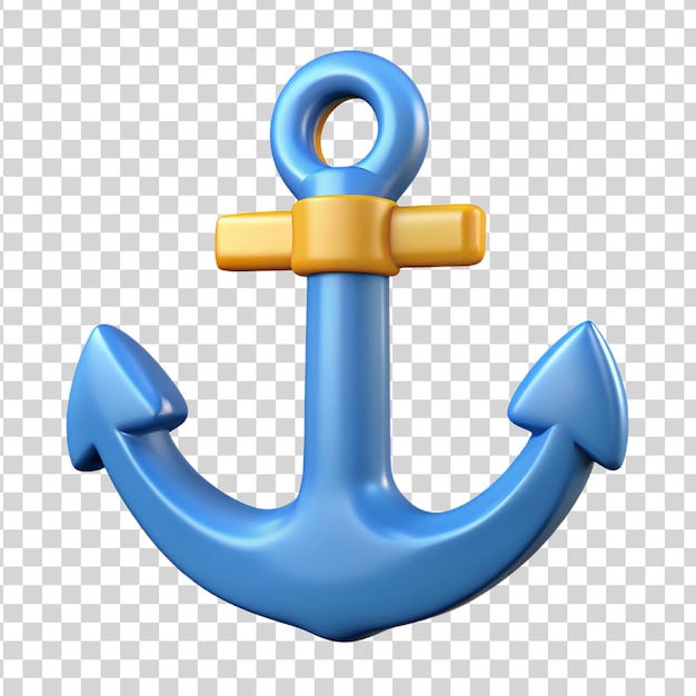 PSD blue realistic anchor isolated on transparent background