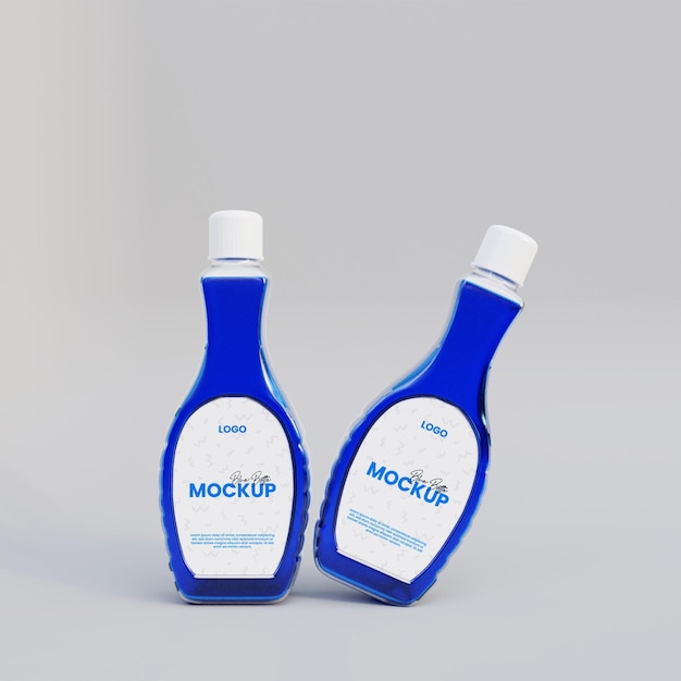 Blue realistic bottle mockup