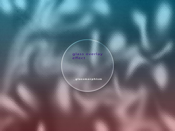 PSD a blue and red background with a circle of glass