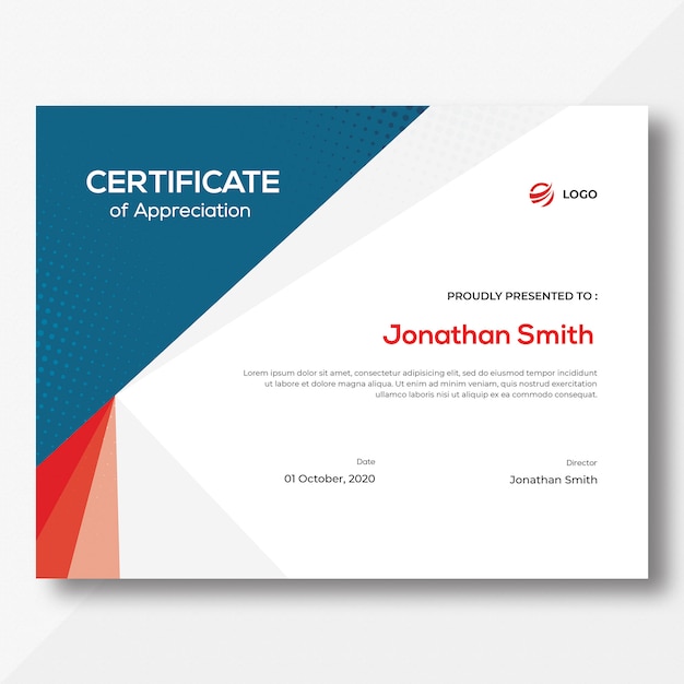 Blue & Red Certificate Template