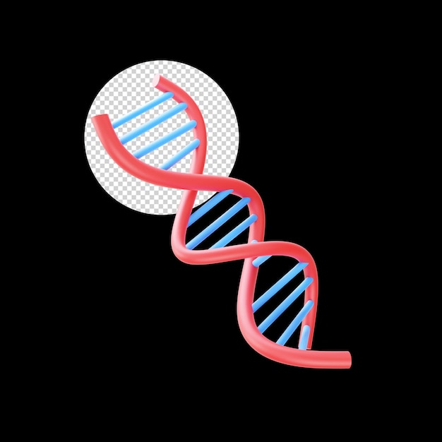 PSD elemento 3d della struttura del dna blu e rosso su sfondo nero png del cerchio