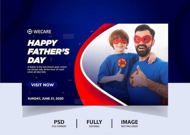 Blue red father's day web banner design