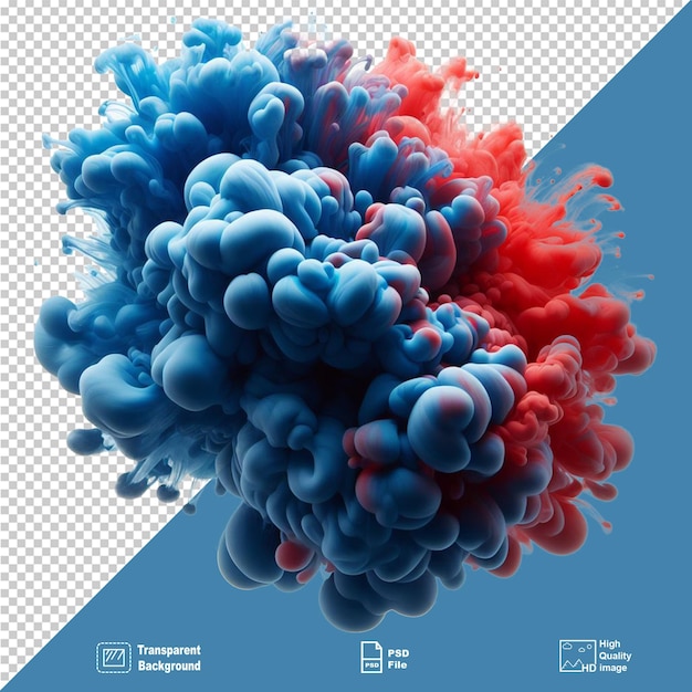 PSD blue and red ink mixing together over a pure white background fantastic texture to place in your pr