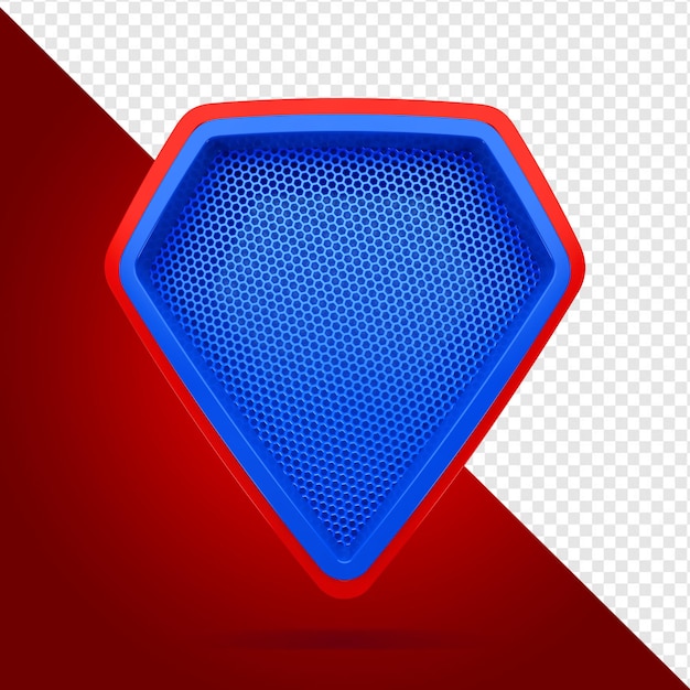 Blue and red shield with grid