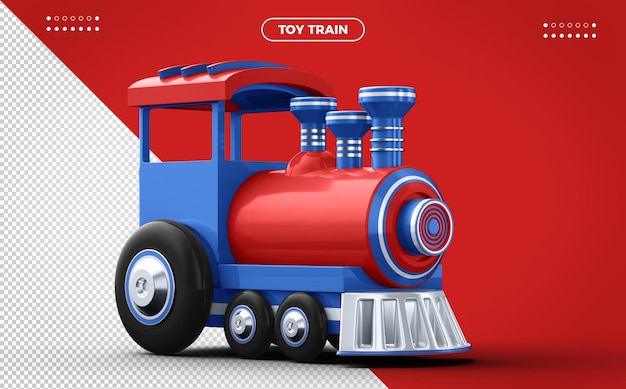 Blue and red toy train for makeup