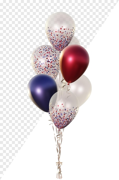 PSD blue red white balloon bouquet usa france flag day