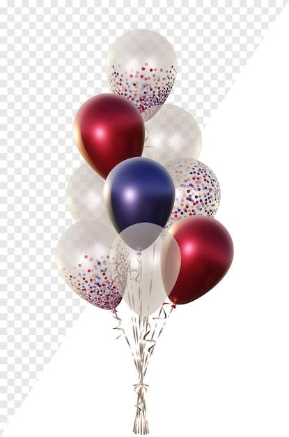 PSD bouquet di palloncini blu rosso bianco giornata della bandiera usa francia