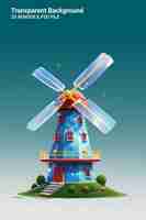 PSD a blue and red windmill with a blue top