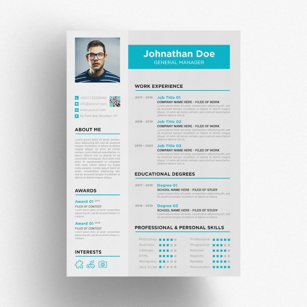 blue resume template