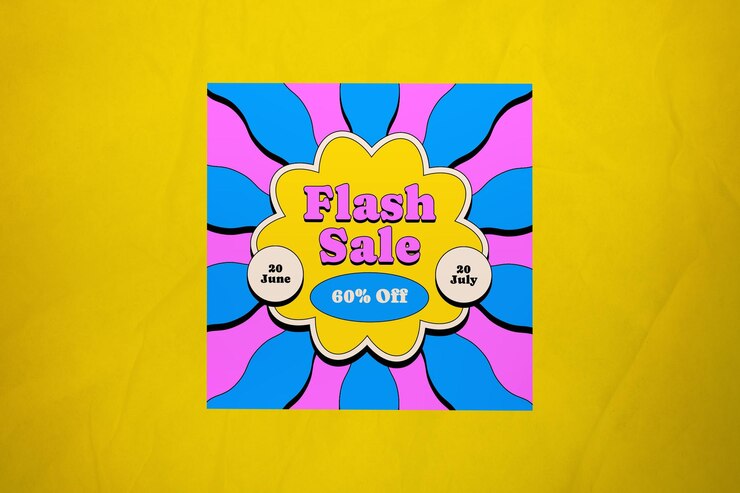 PSD blue retro 1970s fashion sale banner