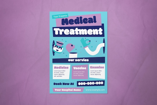 PSD flyer blu retro per trattamenti medici