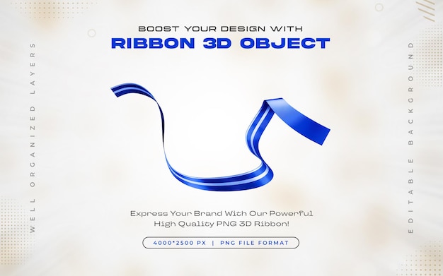 Икона синей ленты изолированная 3D-иллюстрация рендеринга
