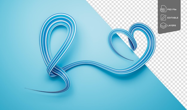 PSD blue ribbon making heart shape of prostate cancer awareness month in november 3d illustration
