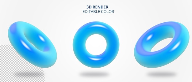 Blue ring geometry 3d rendering