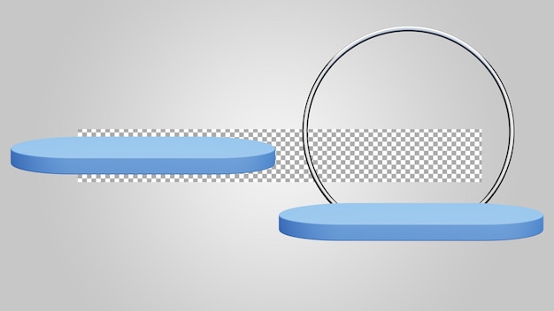 Blue ring podium on transparent background 3D Illustration