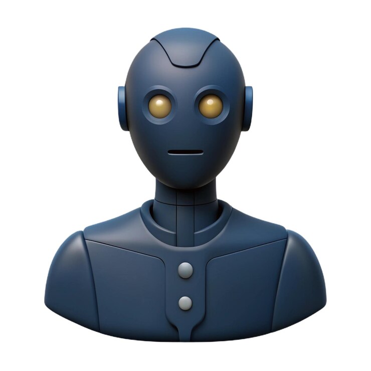 PSD a blue robot with a black head and blue buttons