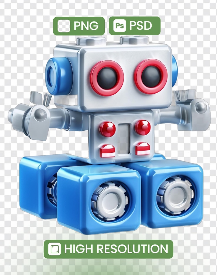 PSD a blue robot with a picture of a robot on it