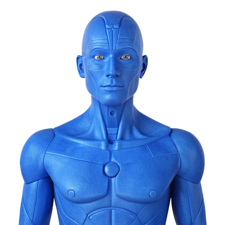 PSD a blue robot with the word robot on the chest