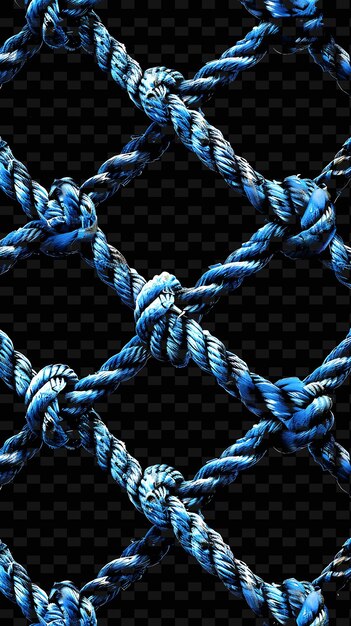 PSD blue rope with a knot and blue rope on a black background