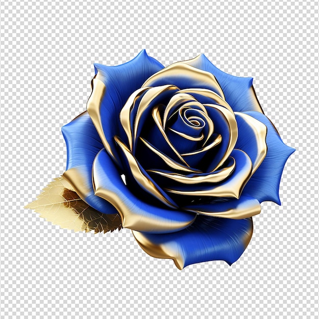 PSD blue rose flower 3d render isolated on transparent background