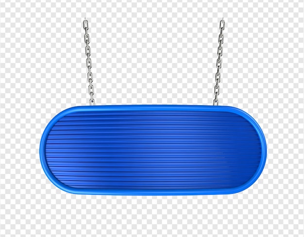 PSD blue round panel held by chains