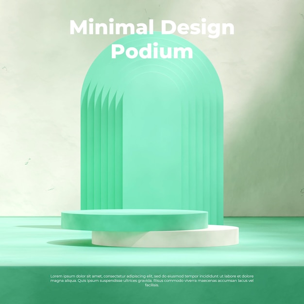 blue round podium in square with white backround 3d rendering blank space