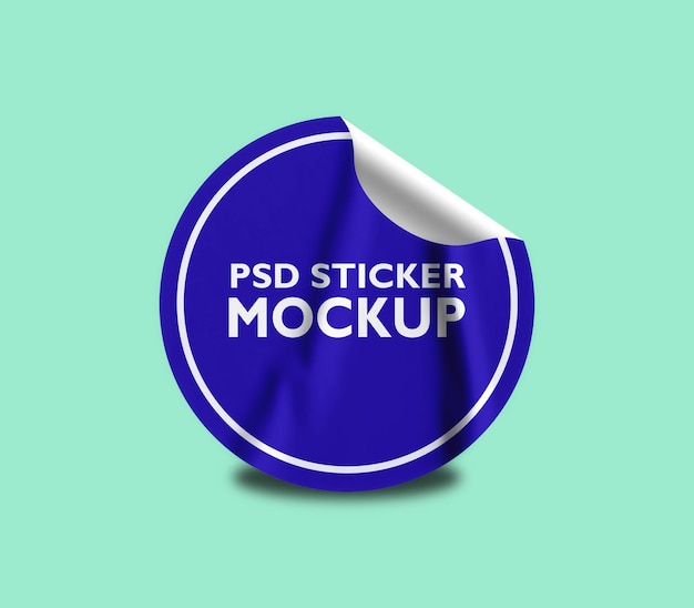 Blue Round Sticker Mockup