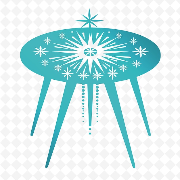 PSD a blue round table with snowflakes on it