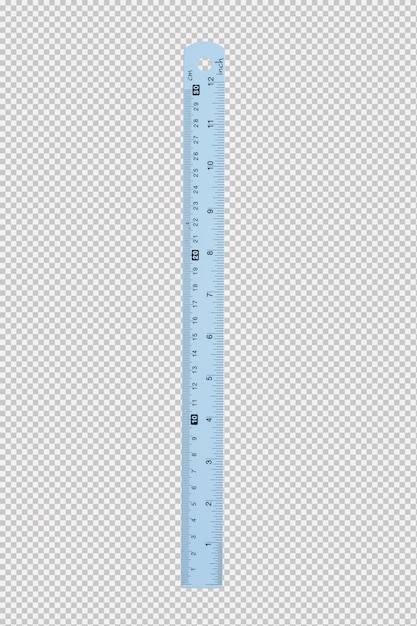 PSD righello blu isolato su sfondo bianco